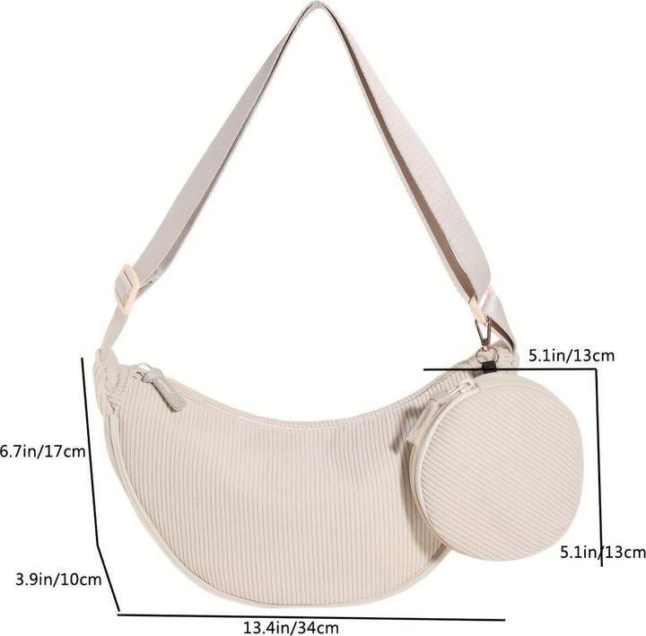 Only-Bags.Store Casual Minimalist Solid Farbe Umhängetasche, All-Match Crescent Crossbody Bag mit hängenden Mini