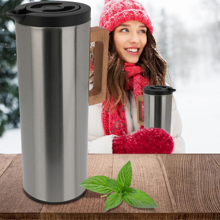 Produktbild Excellent Houseware Thermoskanne aus Edelstahl mit Holzgriff, 1 l (1 l)