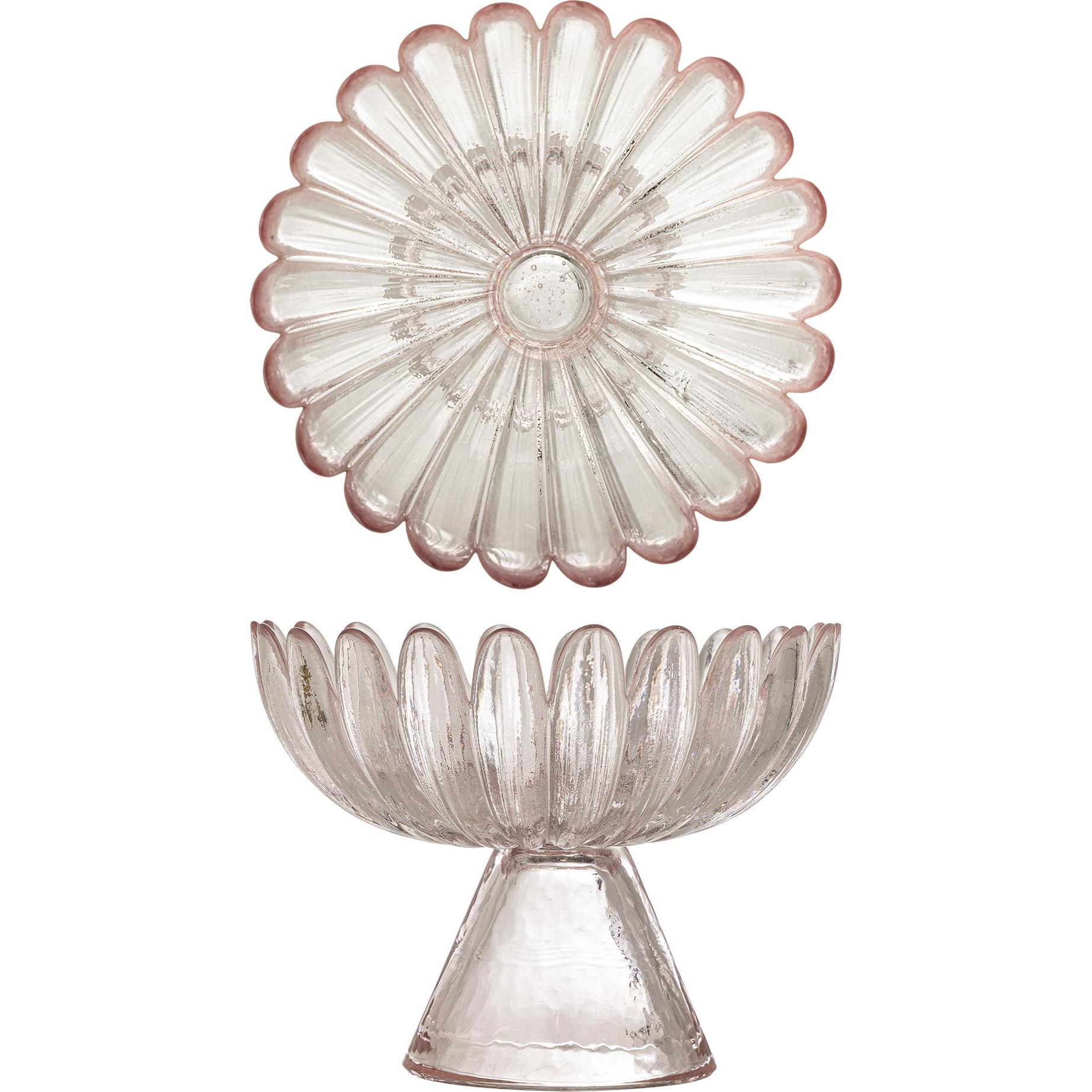 Bloomingville, Ciotola decorativa, - Nalu Pedestal Bowl - Rose - Glass