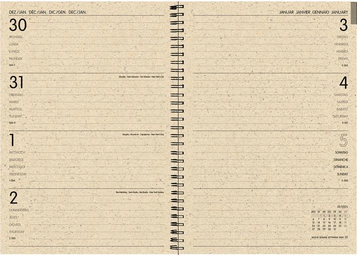 Produktbild Simplex Wochenagenda Graspapier 2025 40407.25 1W/2S Jungle ML 14.8x21cm (A5, 1 Woche / 2 Seiten)
