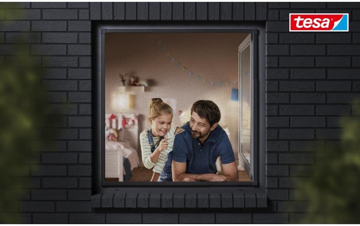 Actual product image tesa FALT insect screen for windows, size-adjustable aluminium frame, foldable (140 x 140 cm)