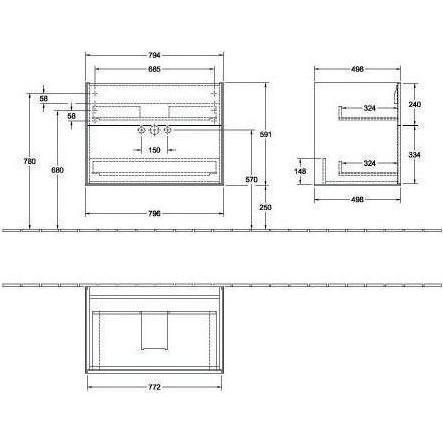 Thumbnail - Villeroy & Boch, Waschbeckenunterschrank, V&B Waschtischunterschrank FINION 796x591x498mm Peony (79.5 x 50 x 59 cm)