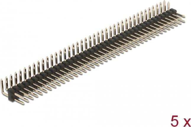 Produktbild Delock Stiftleiste 40 Pin, Rastermass 2,54 mm, 2-reihig, gewinkelt, 5 Stück