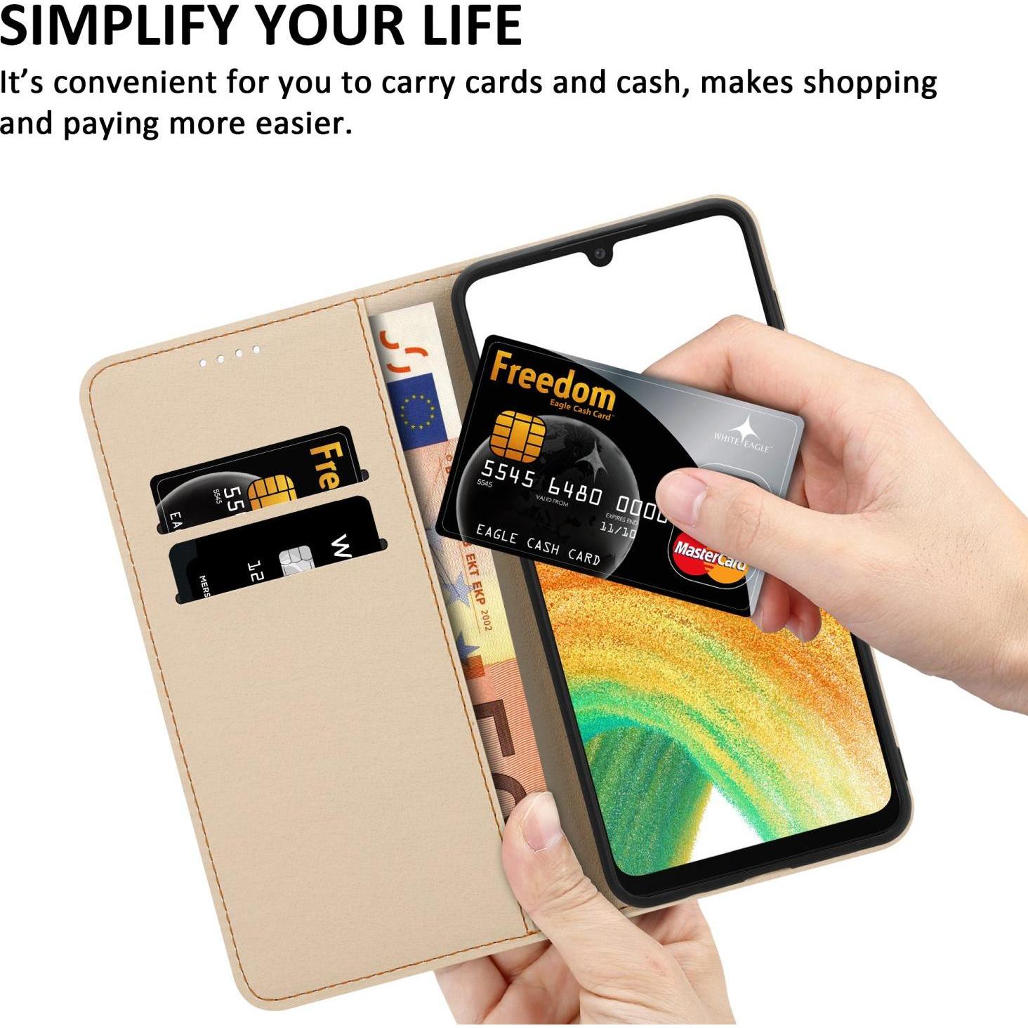 Thumbnail - Cadorabo Book Hülle mit Print für Samsung Galaxy A33 5G (Samsung Galaxy A33 5G), Smartphone Hülle, Blau