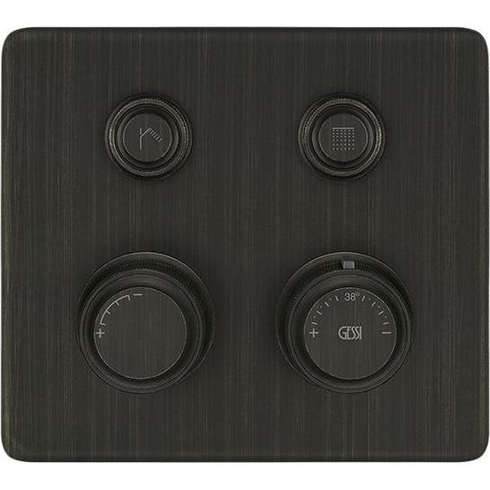 Gessi, Badarmatur, Hi-FI Fertigmontageset Thermostat mit Tasten-Bedienung on/off, 2-Wege, Regen und Handbrause, W