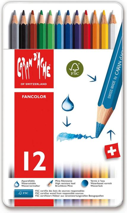 Productafbeelding Caran d'Ache Fancolor Farbstifte Metallschachtel (Veelkleurig, 12 x)