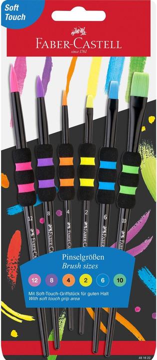 Faber-Castell Pinsel schwarz 6er Set Softgriffstück BK
