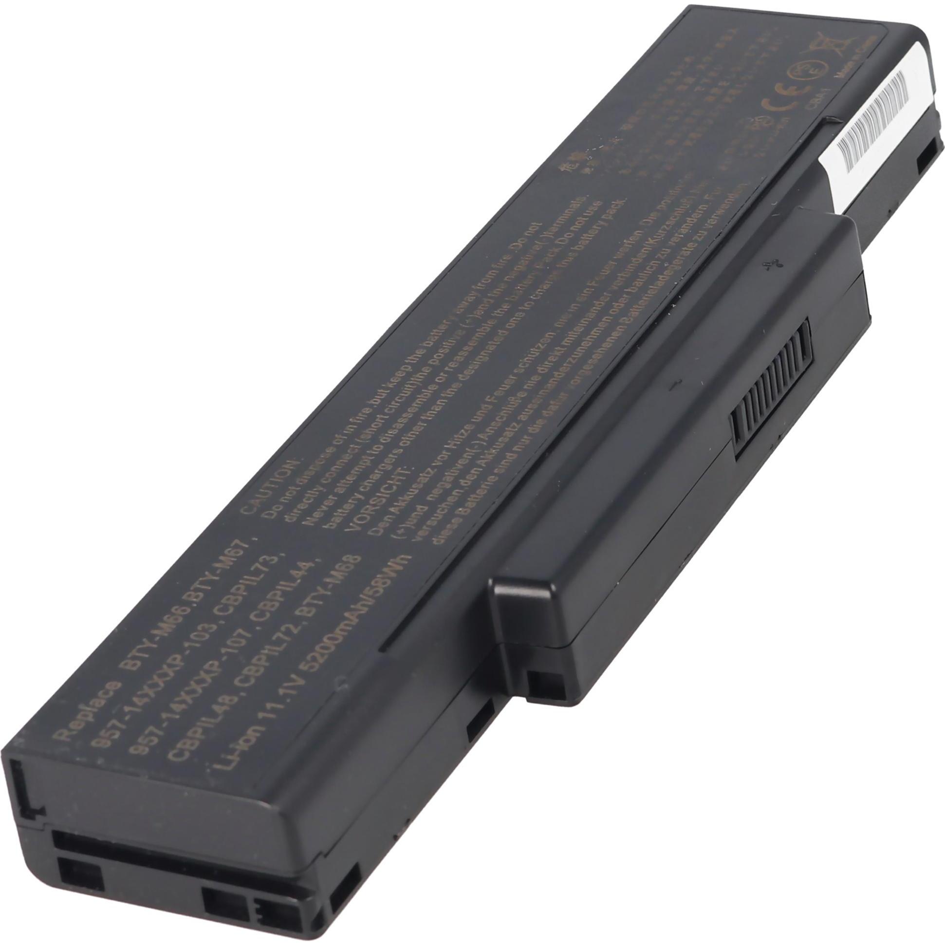 Thumbnail - AccuCell Akku passend für MSI M660, VR630X (5200 mAh), Notebook Akku, Schwarz