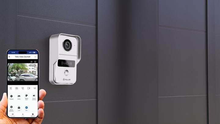Produktbild Tellur Smart WiFi Video DoorBell 1080P, Unlock function, Indoor chime, grey (Ethernet, Kabelgebunden, WLAN)