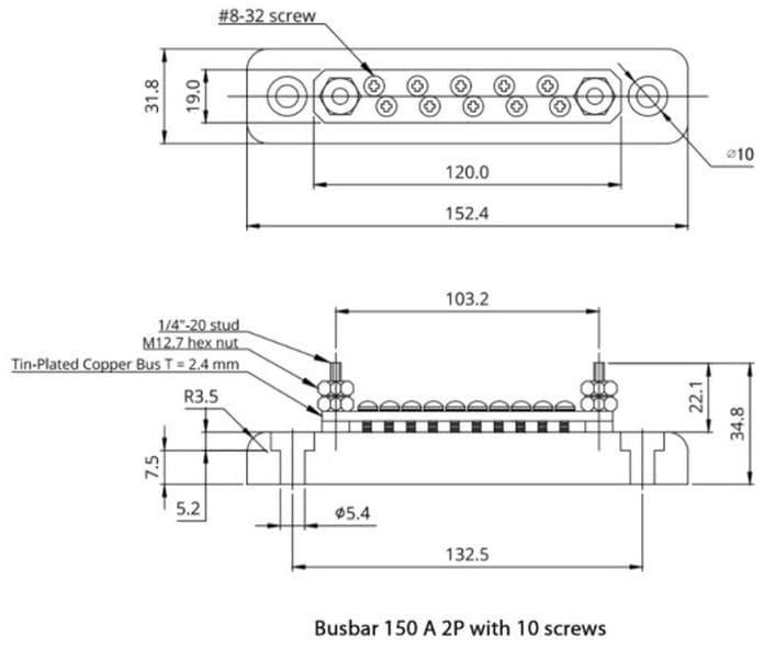 Actual product image Victron Energy Busbar 150A 2 + 10 with cover