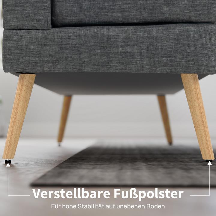 Produktbild Homcom Sofa Polyester, Kautschukholz Dunkelgrau (2-Sitzer)