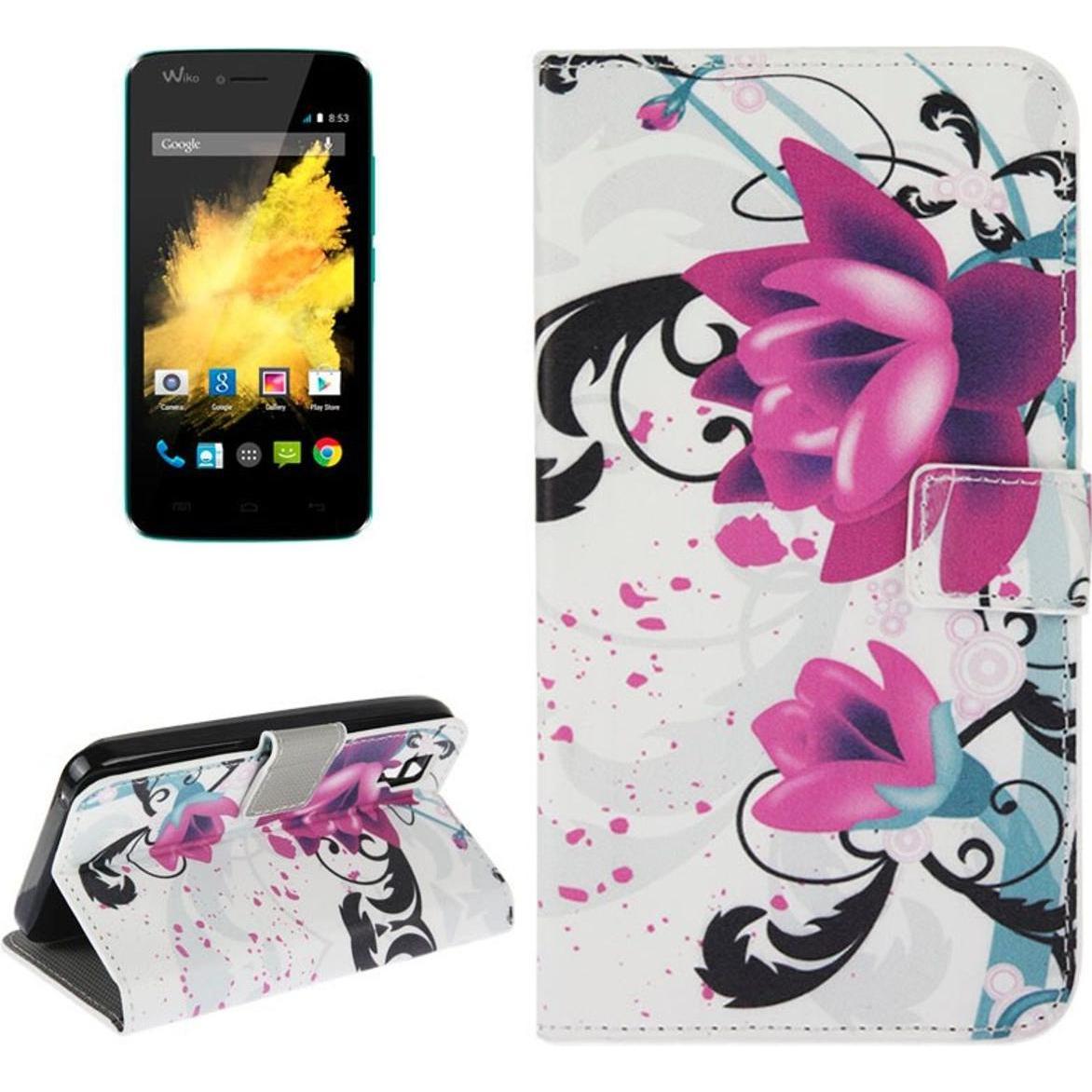 Thumbnail - König Design Handyhülle Tasche für Handy Wiko Sunset Blume Lila / Violett (Wiko Sunset), Smartphone Hülle, Mehrfarbig