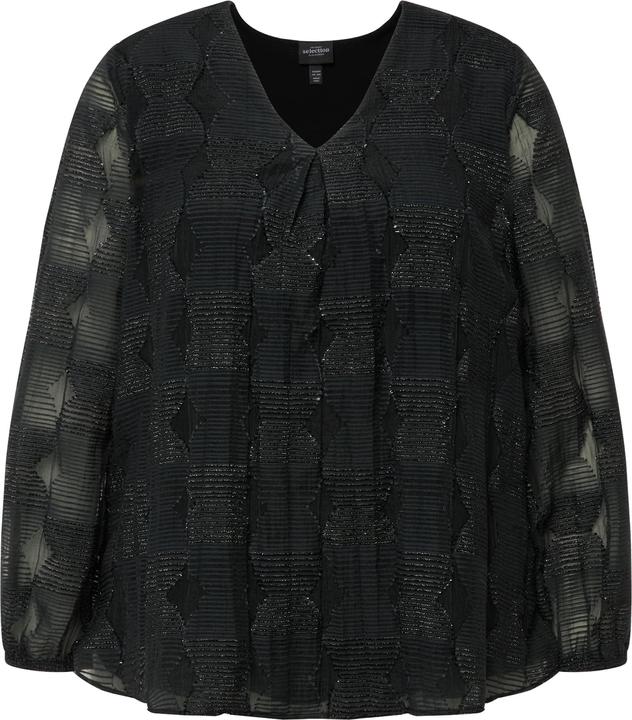 Produktbild Ulla Popken Bluse, doppellagig, V-Ausschnitt, transparenter Langarm (46, 48)