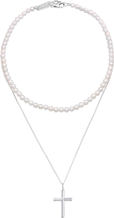 Immagine prodotto Kuzzoi Croce, Strato, Perla, Collana di perle (Perle di conchiglia, Acciaio inossidabile, Nessuna pietra, Argento 925)
