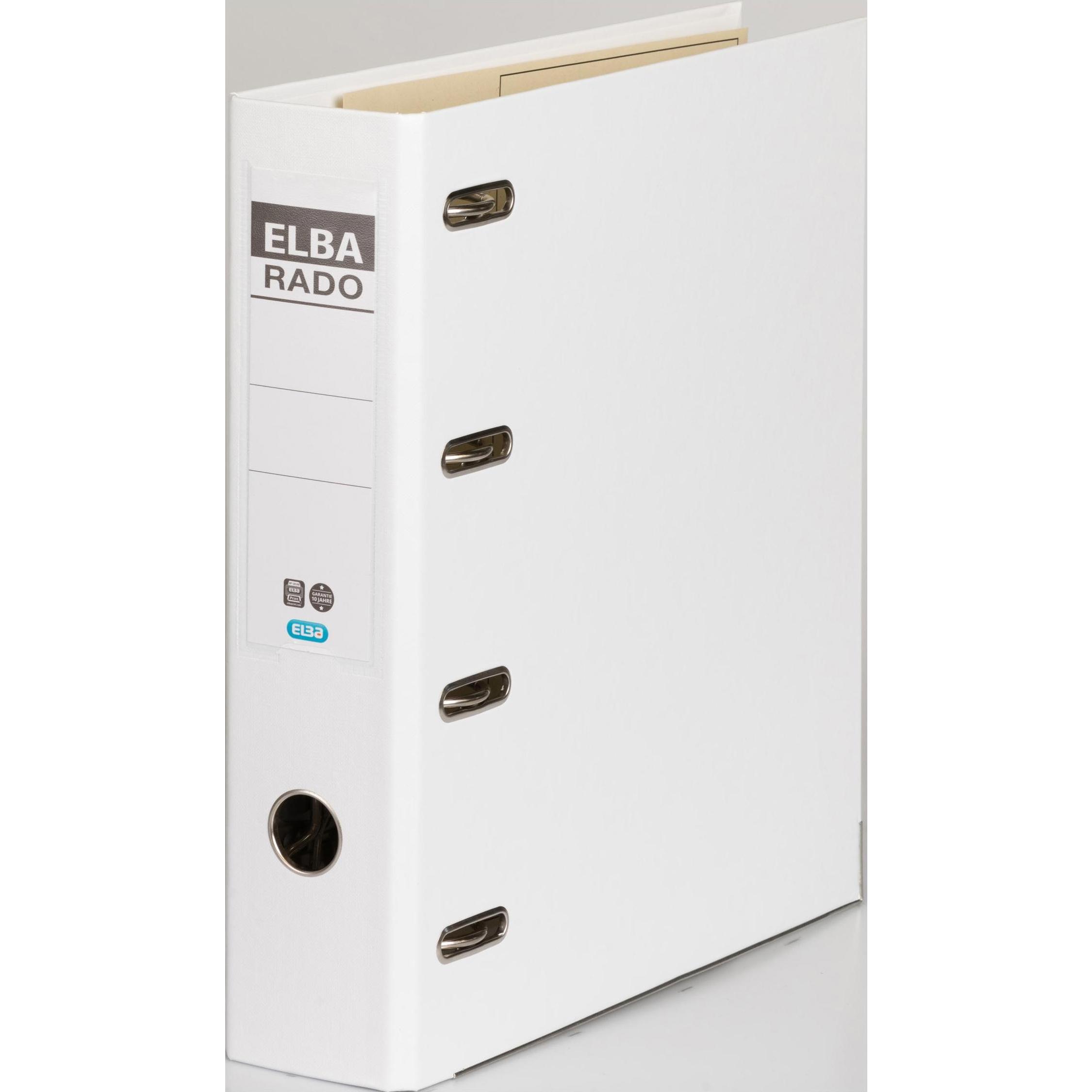 Elba, Ordner, Doppelordner rado plast, Rückenbreite: 75 mm, weiss DIN A4, Einband innen/aussen PVC, auswechsres (A4, 75 ...