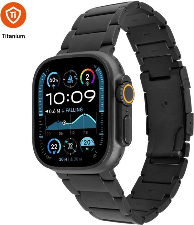 Fixed Titan Clock Basis Apple Watch 44/45/46/49mm für Smart Watch, schwarz (Acciaio inossidabile, Titanio)