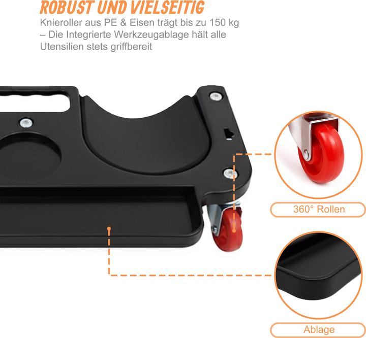 Actual product image Relaxdays Knierollbrett mit Werkzeugablage