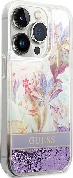 Actual product image Guess GUHCP14XLFLSU iPhone 14 Pro Max 6.7" fioletowy/purple hardcase Flower Liquid Glitter (Apple iPhone 14 Pro Max)