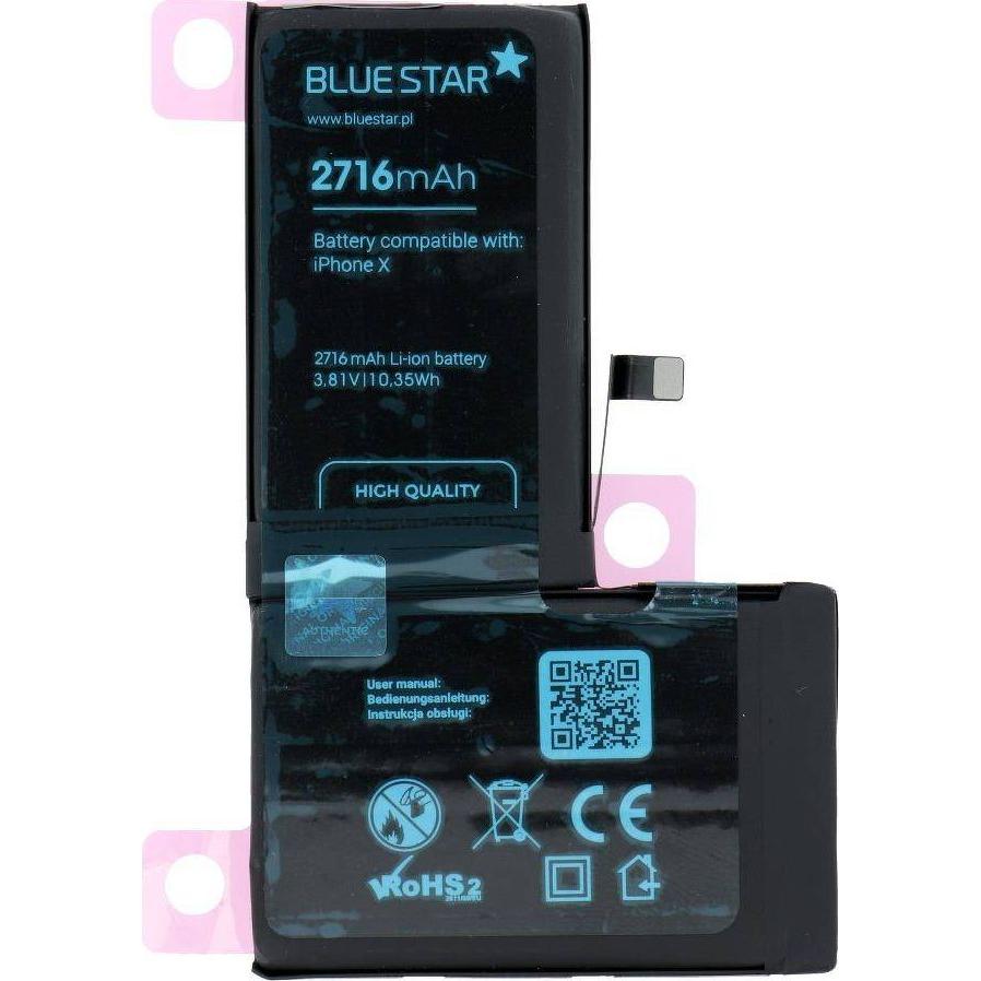 BlueStar Akku Blue Star BLUE STAR HQ Akku für IPHONE X 2716 mAh, Smartphone Akku