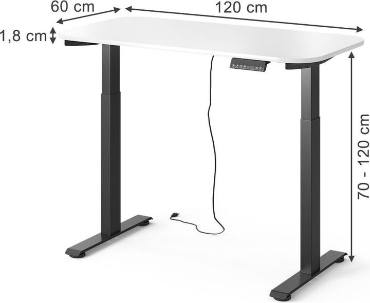 Produktbild Vicco Schreibtisch Elevate, Weiss/Schwarz, 180 x 57.5 cm (120 x 60 x 120 cm)