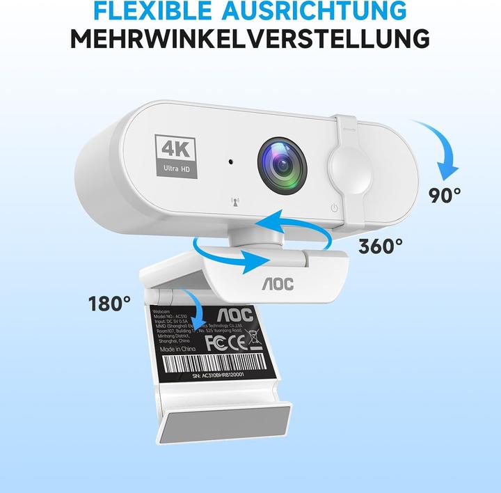 Produktbild AOC 4K Webcam AC310 mit Mikrofon und Autofokus