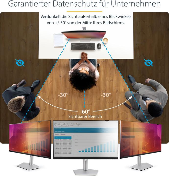 Produktbild StarTech com 238G-PRIVACY-SCREEN, 60,5 cm (23.8"), 16:9, Monitor, Rahmenloser Blickschutzfilter (16:9)