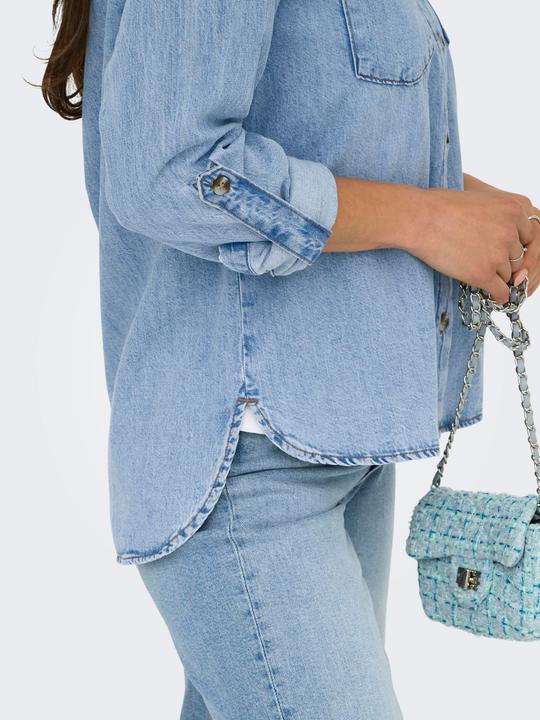 Immagine prodotto Only Normal geschnitten Hemdkragen Umgeschlagene Ärmelbündchen Jeanshemd Jeanshemd (M)