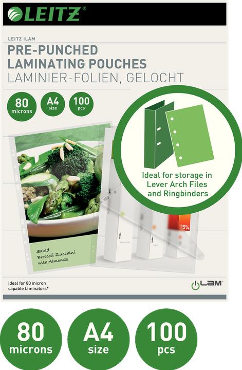 Image du produit Leitz Feuilles de plastification à chaud A4 (A4, 100 pièce(s), 80 µm)