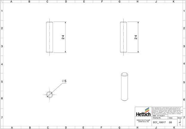 Produktbild Hettich Tablarträger Ø 5 x 24 mm, verzinkt