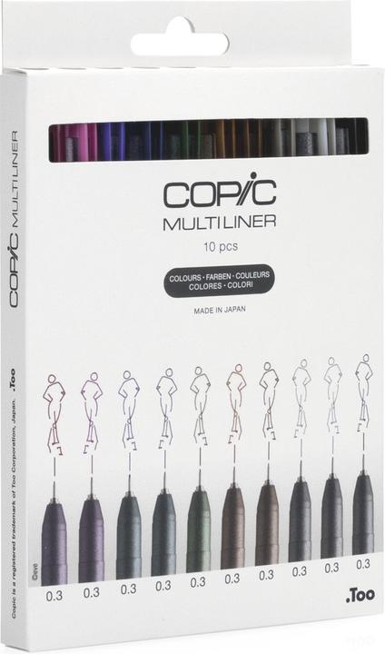 Immagine prodotto Copic Set di colori Multiliner, 0,3 mm, 10 pezzi (Verde oliva, Lavanda, Seppia, Nero, Grigio caldo, Grigio freddo, Pink, Vitivinicolo, Cobalto, Brown, 10 x)