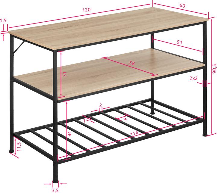 Actual product image tectake Akeley (120 x 60 x 90.50 cm)