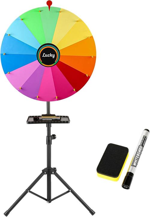 Acrebain Wiederbeschreibbares Glücksrad mit verstellbarem Ständer und Ablage (Tedesco)