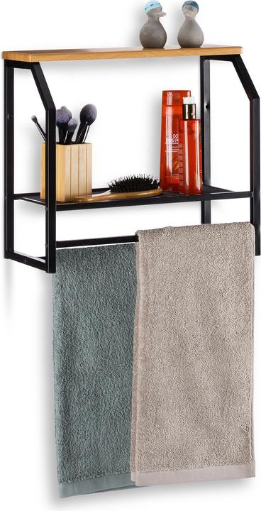 Actual product image Relaxdays Wall Shelf with Towel Rail (45.5 x 23 x 41.5 cm)