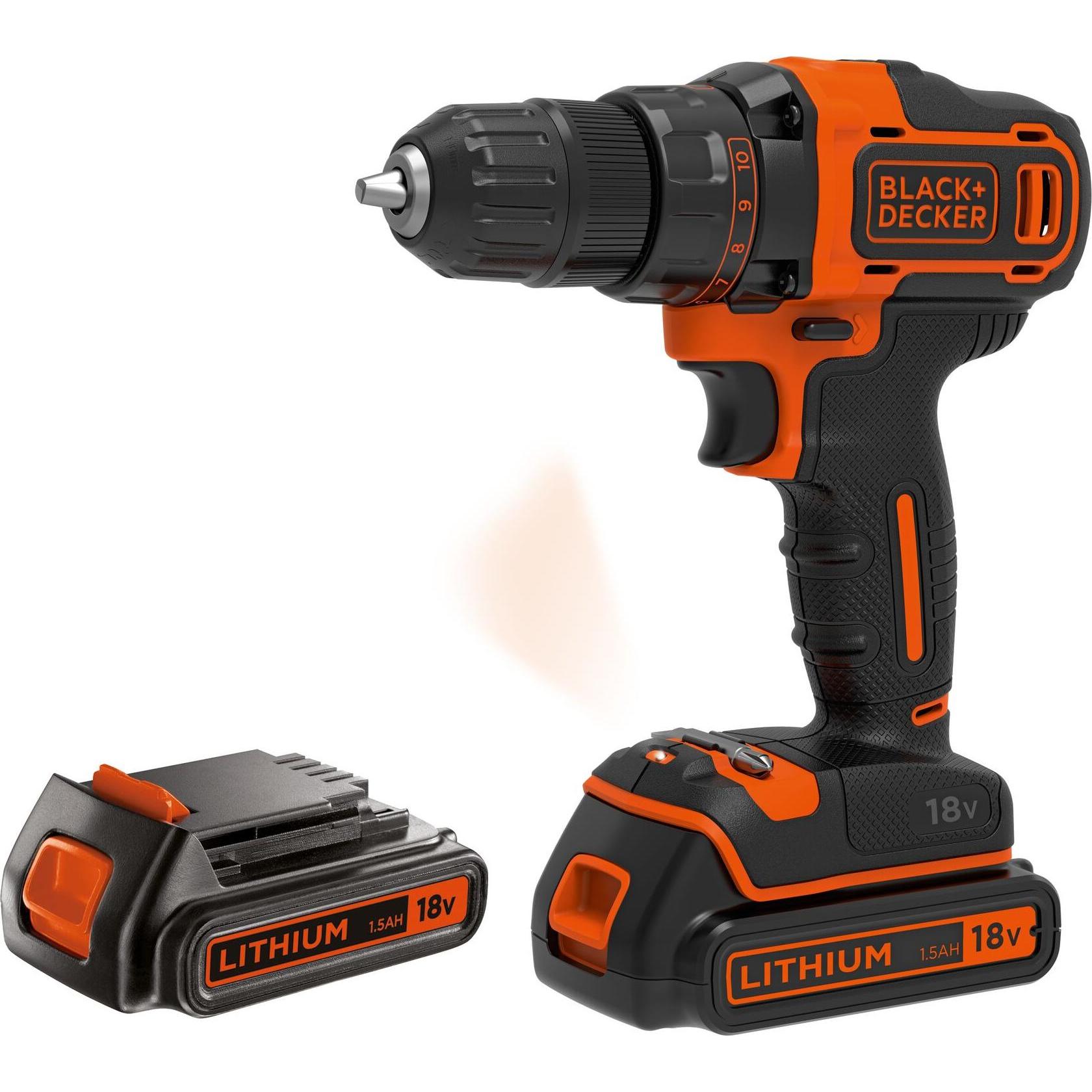 Black & Decker, Bohrmaschine + Akkuschrauber, & Decker BDCDD186KB Bohrmaschine Ohne Schlüssel (Akkubetrieb)