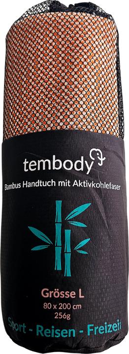 Produktbild Tembo Bambus Reisehandtuch mit Aktivkohlefasern Orange L (200 x 80 cm)