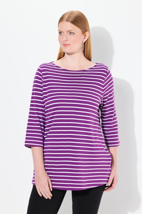 Produktbild Ulla Popken Ringelshirt, Pima Cotton, U-Boot-Ausschnitt, 3/4-Arm (42, 44)