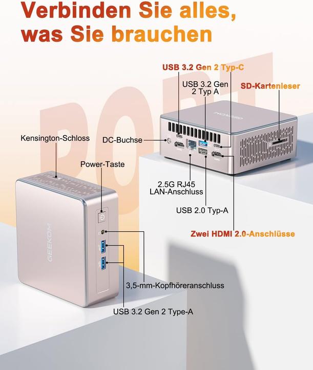 Actual product image Geekom Mini PC A5 2025 Edition mit Ryzen 5 7430U (16 GB, AMD Ryzen 5 7430U)