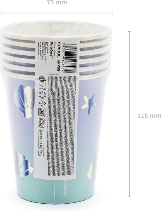 Produktbild Partydeco Einwegbecher Narwal 220 ml, 6 Stück, Hellblau (6x)