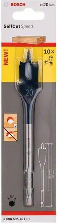 Image du produit Bosch Professional Zubehör SELFCUT foret de fraisage plat 20x152mm (jusqu'à 20 millimètres)