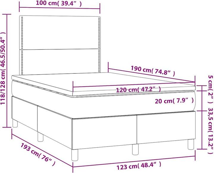 Image du produit vidaXL Boxspringbett (120 x 190 cm)