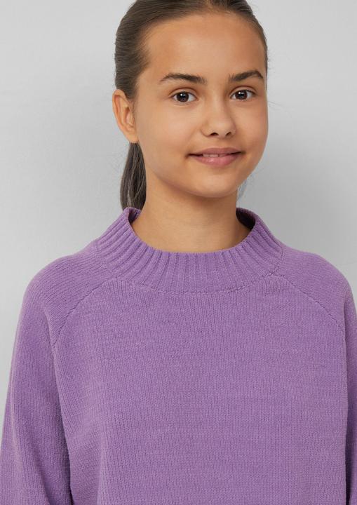 Produktbild s.Oliver Strickpullover Loose Fit Strickpullover mit Stehkragen aus Chenille-Garn (134, 140)