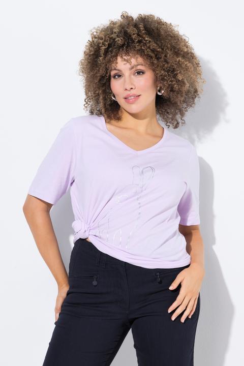 Produktbild Ulla Popken T-Shirt, Metallic-Tiermotiv, V-Ausschnitt, Halbarm (62)