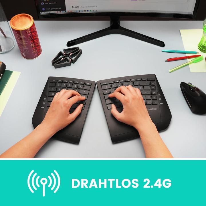 Produktbild Perixx Wireless Ergonomic Split Compact DE Black Keyboard (DE, Kabellos)
