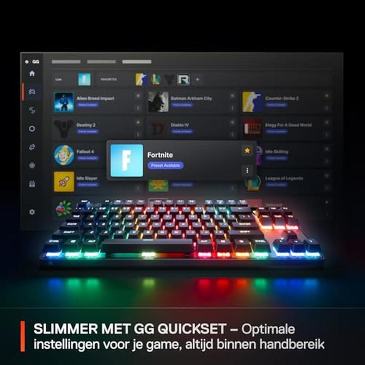 Produktbild SteelSeries | Gaming Keyboard | Apex Pro TKL Gen 3 | US Layout | Bluetooth | Black | 2.4 GHz / Bluetooth/ Wired (US, Kabellos, Kabelgebunden)
