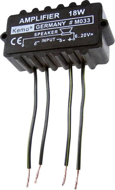 Actual product image Kemo M033N Amplificatore mono Componente sfuso 9 V/DC, 12 V/DC, 18 V/DC, 20 V/DC 18 W