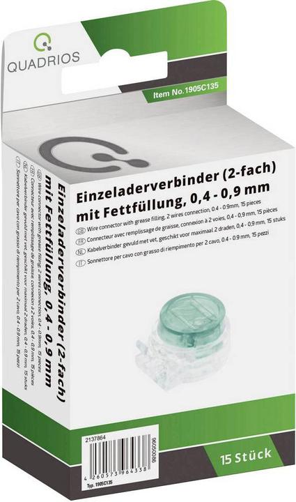 Produktbild Quadrios 1905C135 Einzeladerverbinder flexibel: 0.40-0.90 mm² starr: 0.40-0.90 mm² Polzahl (num): 2 15 St. Gr