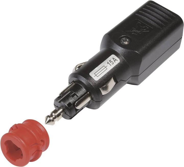 Productafbeelding ProCar Universele stekker NG 15A LED met trekontlasting met zekering, 12-24 Volt