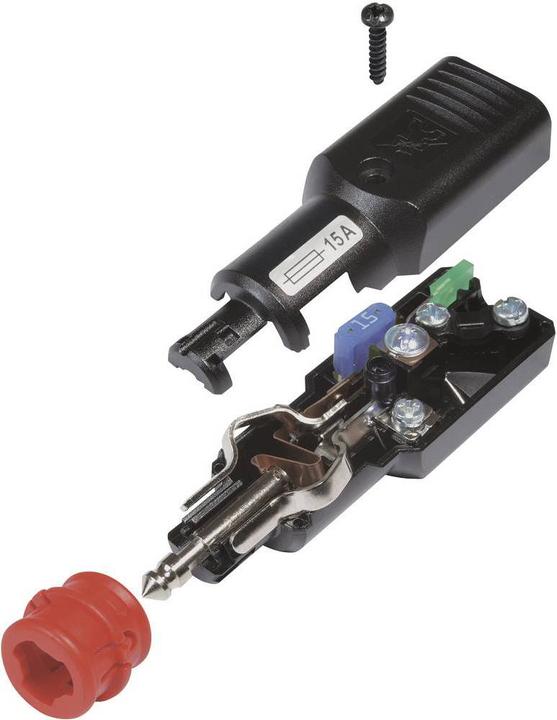 Productafbeelding ProCar Universele stekker NG 15A LED met trekontlasting met zekering, 12-24 Volt
