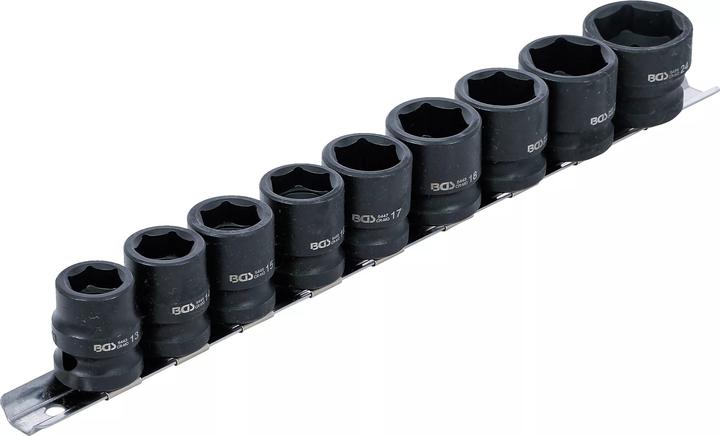 Produktbild BGS Kraft-Steckschlüssel-Einsätze Sechskant, extra flach 12,5mm (1/2") SW 13-24mm 9tlg (12.5 mm)
