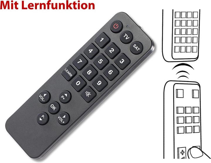 Produktbild Auvisio Universelle Grosstasten-TV-Fernbedienung für Senioren (Universal Fernbedienung, Infrarot)